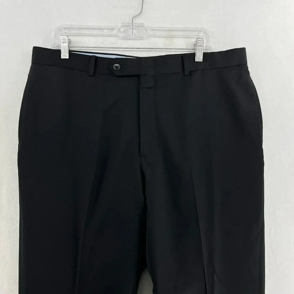 Tommy Hilfiger Men's Pants Sz 36x30 Black Classic Straight Leg Pure Wool Trouser - Picture 6 of 11